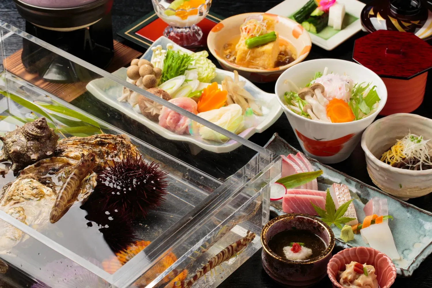 夕食は贅沢な「磯遊び懐石」