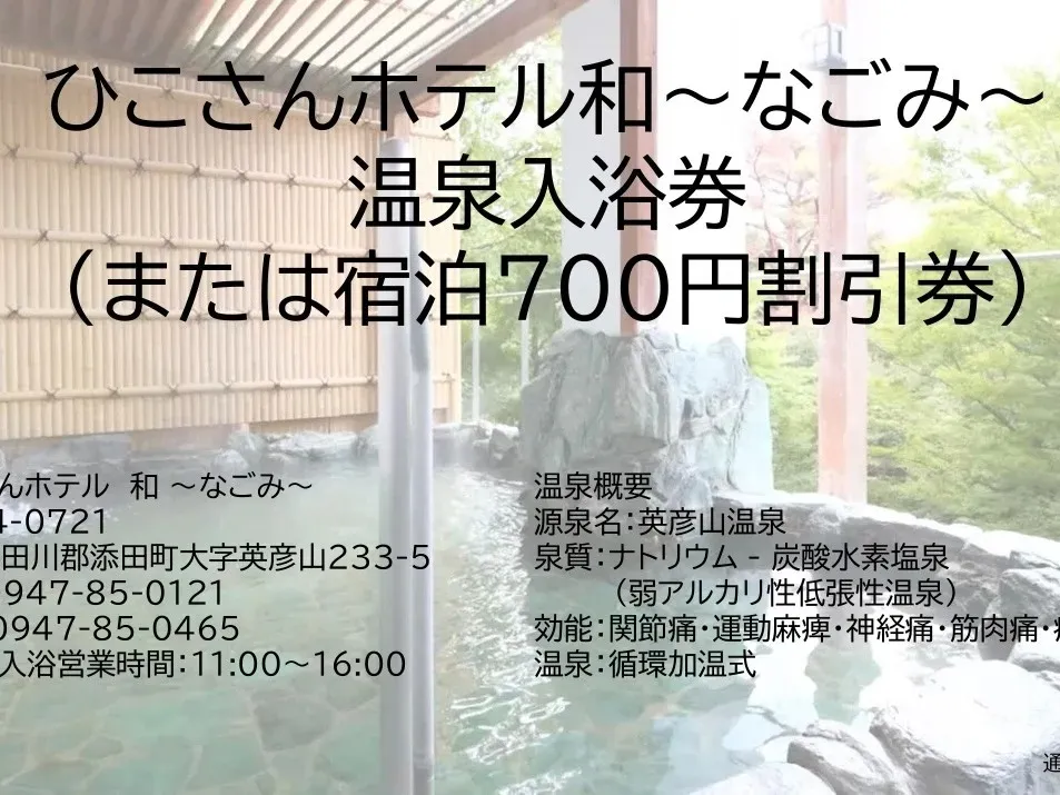 ひこさんホテル和 温泉入浴券