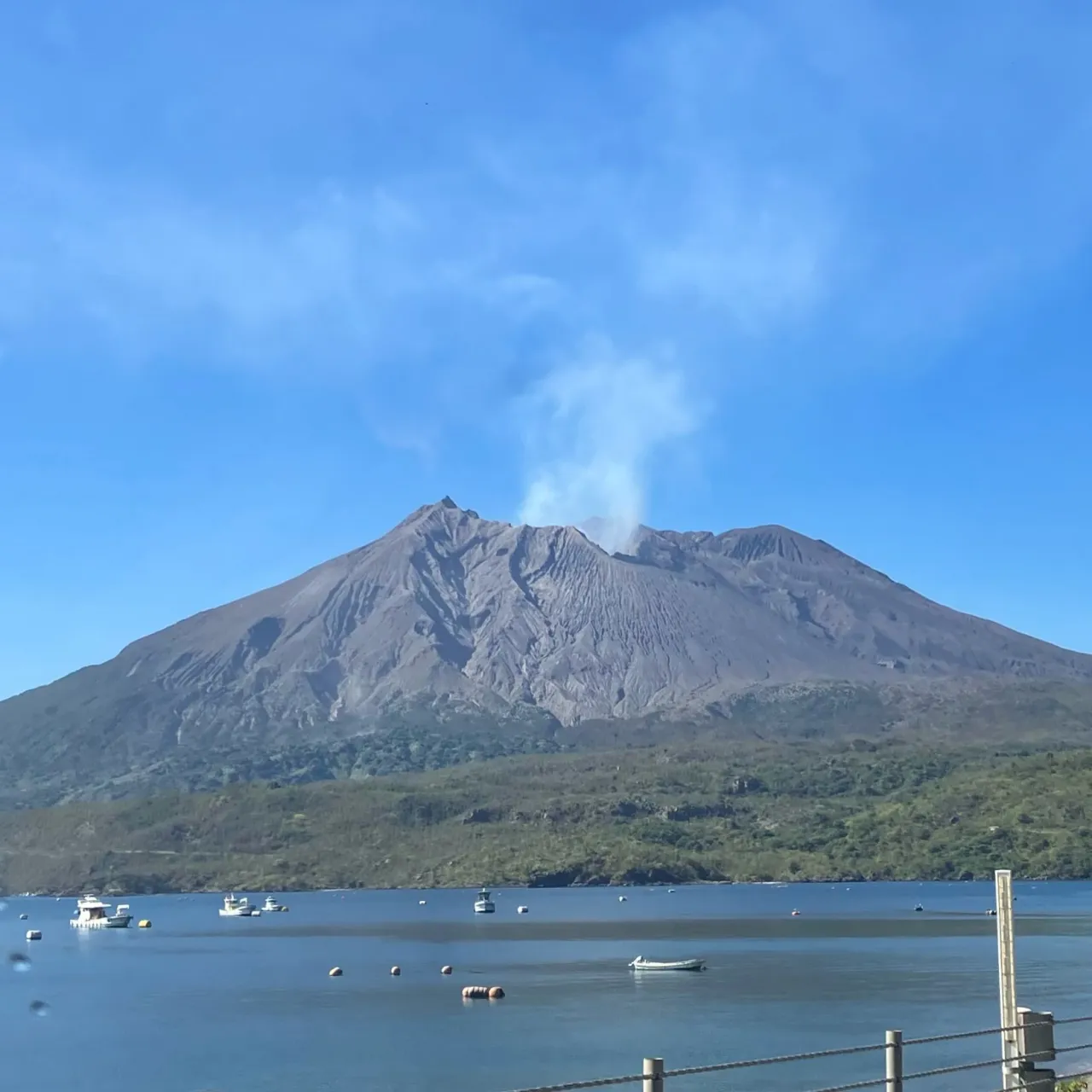 鹿児島最後の締めは、当然...桜島を見上げる湯之平✨🌋