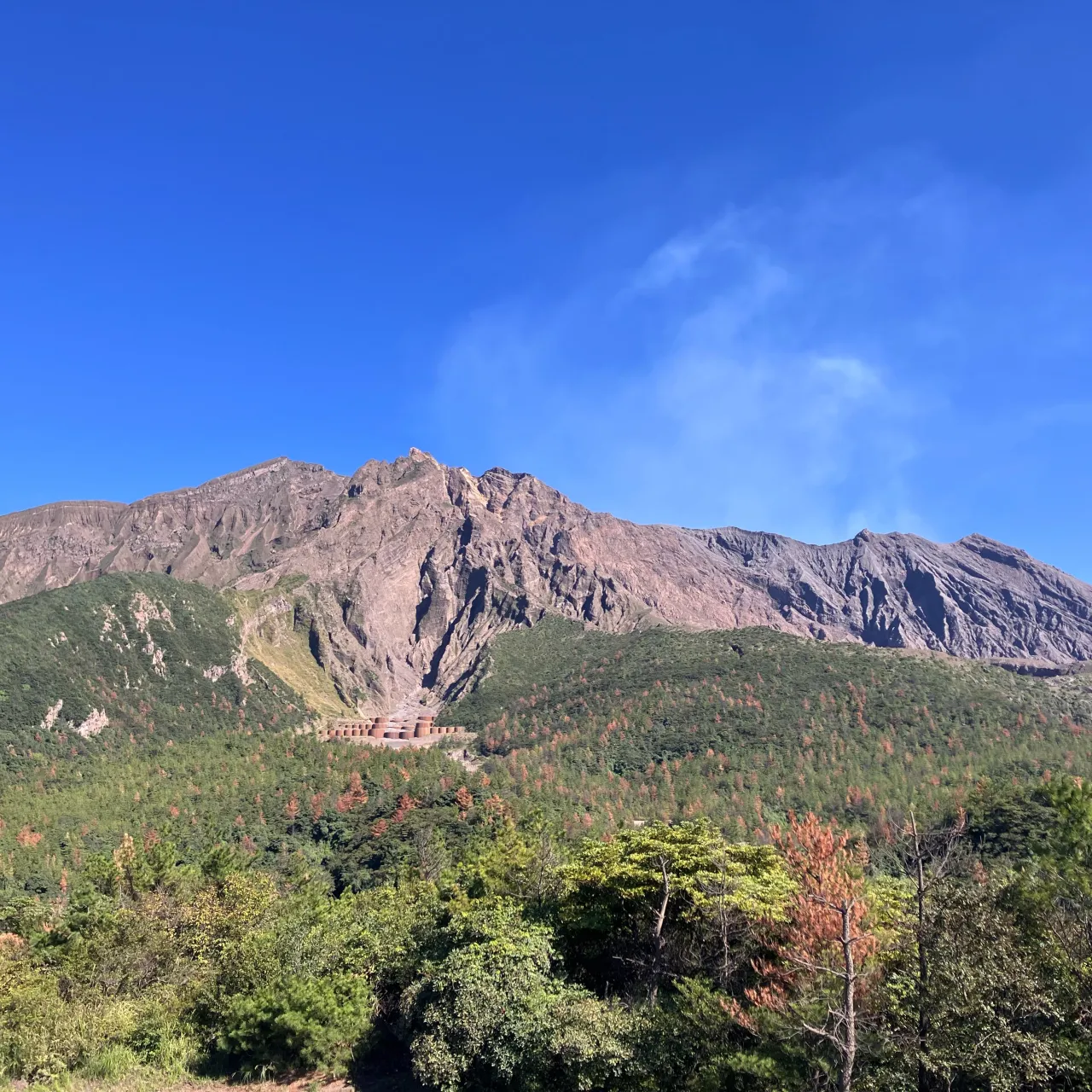 鹿児島最後の締めは、当然...桜島を見上げる湯之平✨🌋
